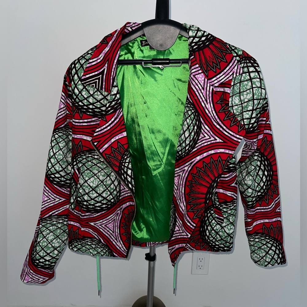 Swiss Brand “Brown-Skin.ch” Keep Riding Neon African Wax Print Bomber Jacket - Picture 8 of 15